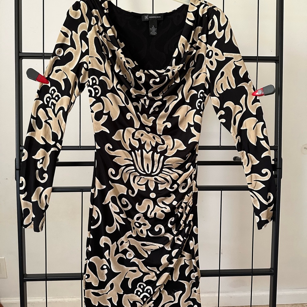 INC International Concepts Black and Cream Floral Dress